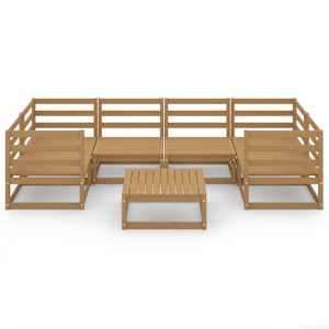 vidaXL Sodo poilsio baldų komplektas, 7 dalių, pu&scaron;ies medienos masyvas