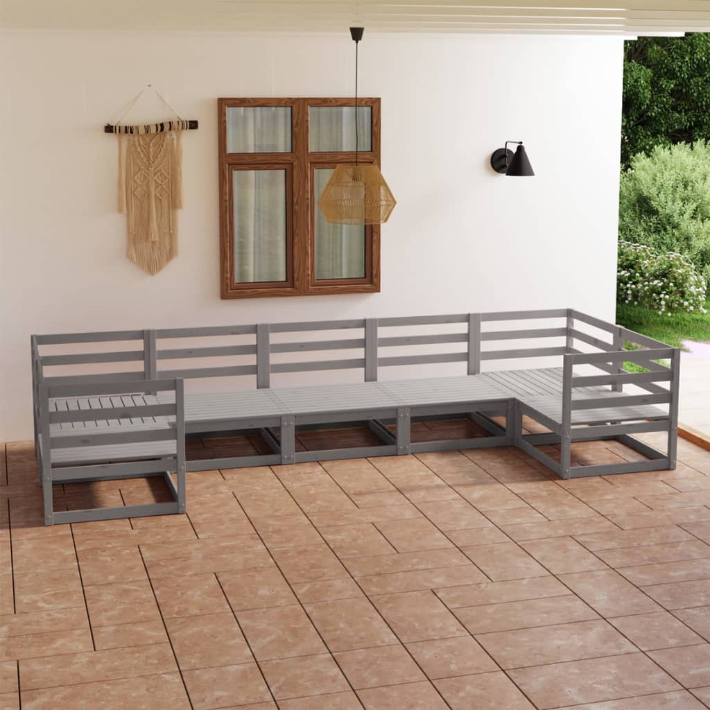 vidaXL Set mobilier de grădină, 7 piese, lemn masiv de pin vidaXL imagine model 2022