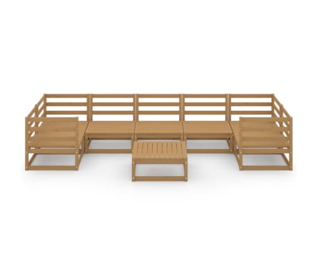 vidaXL 8 Parta Gar&eth;s&oacute;fasett Gegnheill Furuvi&eth;ur