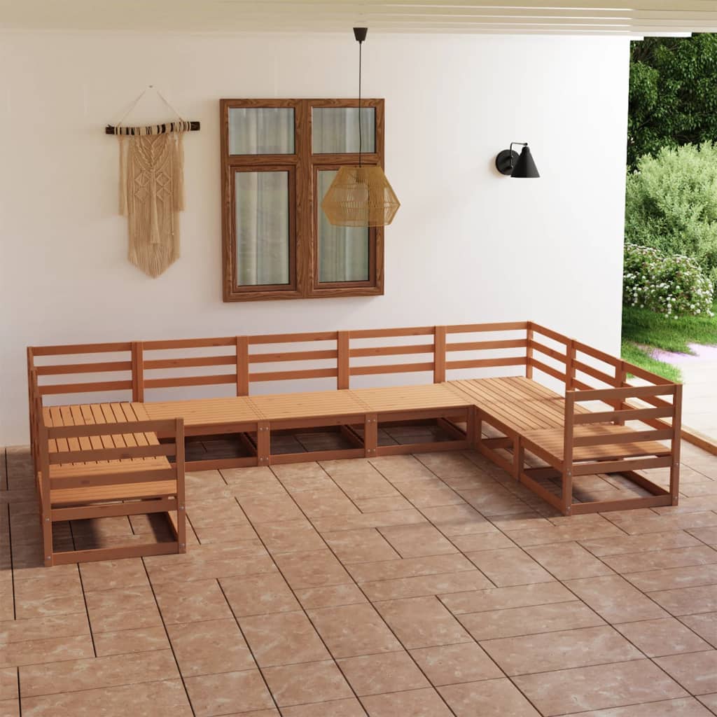 vidaXL 9-tlg. Garten-Lounge-Set Massivholz Kiefer