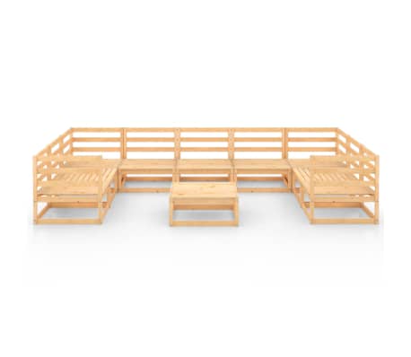 vidaXL Sodo poilsio baldų komplektas, 10 dalių, pu&scaron;ies masyvas