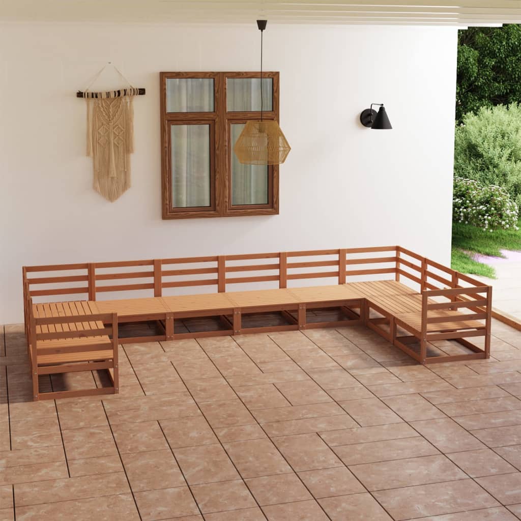 vidaXL 10-tlg. Garten-Lounge-Set Massivholz Kiefer