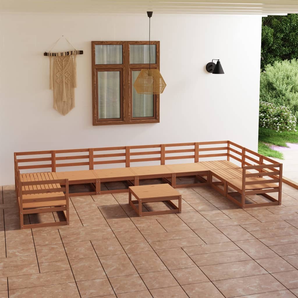 vidaXL 11-tlg. Garten-Lounge-Set Massivholz Kiefer