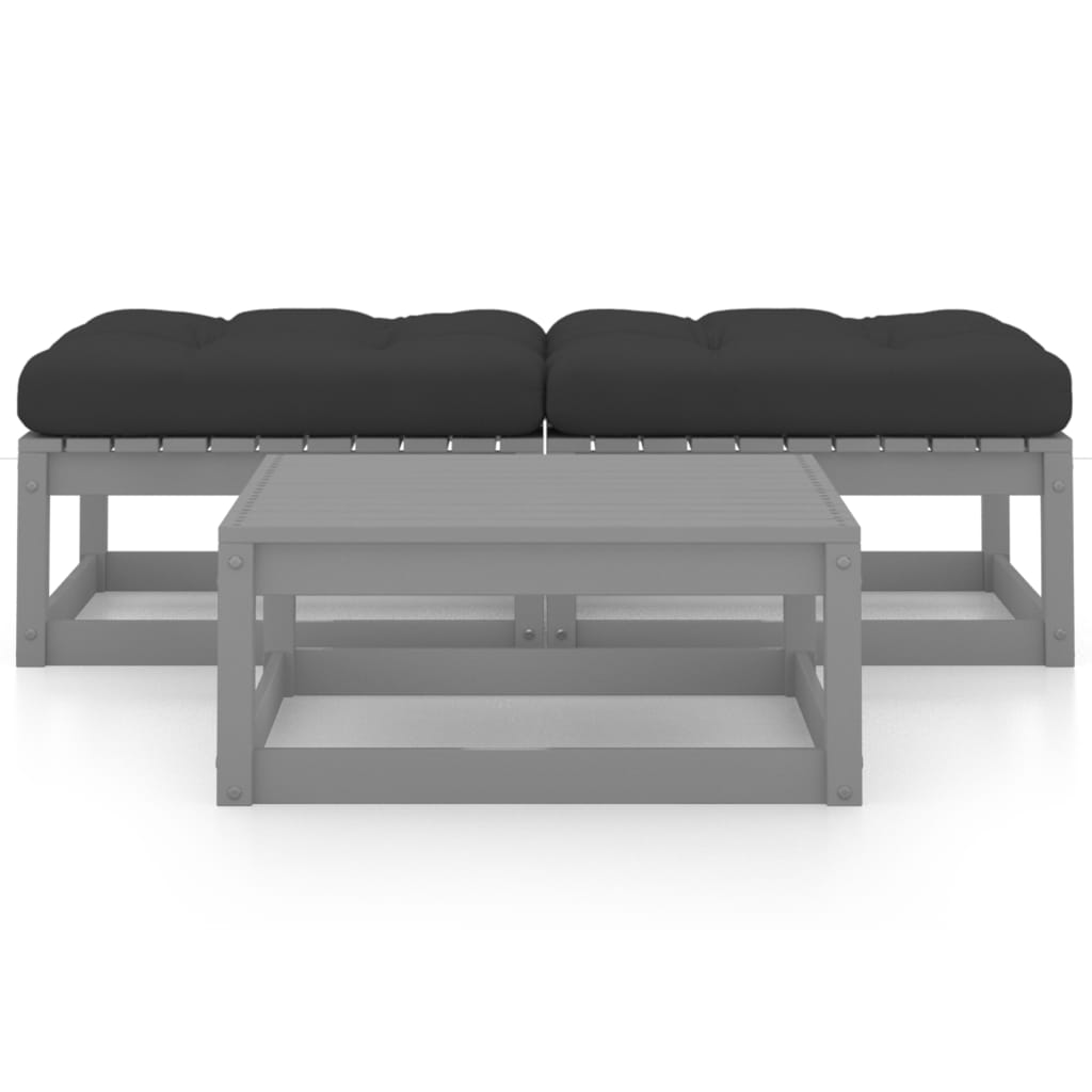 

vidaXL 3-delige Loungeset met kussens massief grenenhout