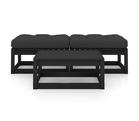 vidaXL Sodo komplektas su pagalvėlėmis, 3 dalių, pu&scaron;ies masyvas