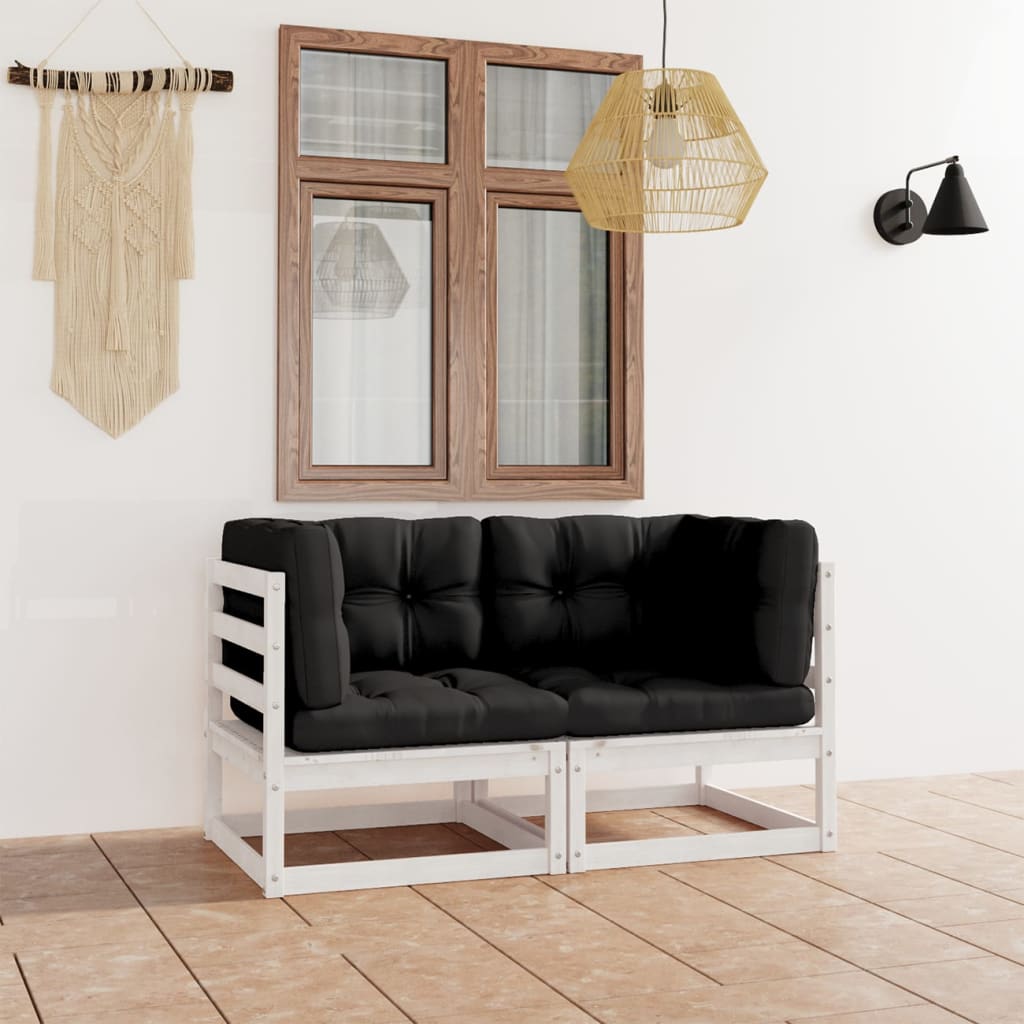 vidaXL 2-personers havesofa med hynder massivt fyrretræ