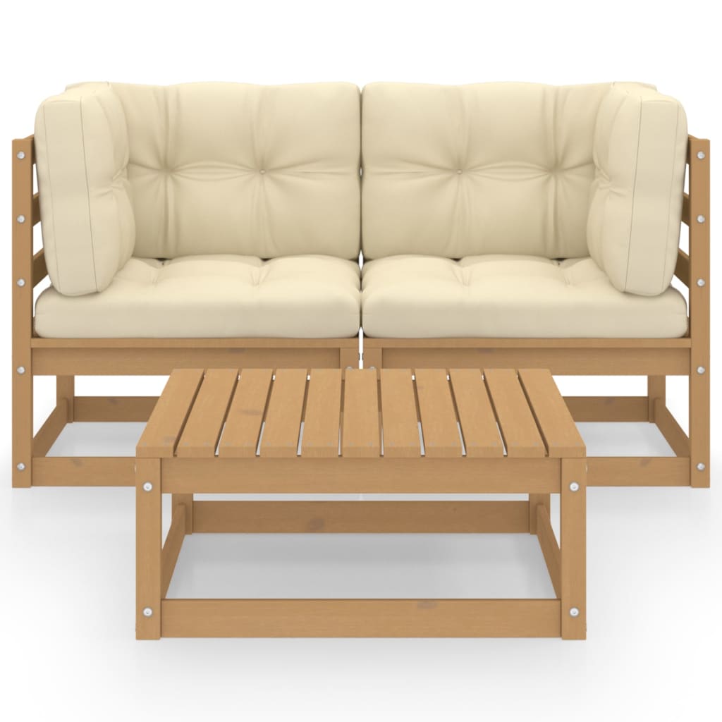 

vidaXL 3-delige Loungeset met kussens massief grenenhout