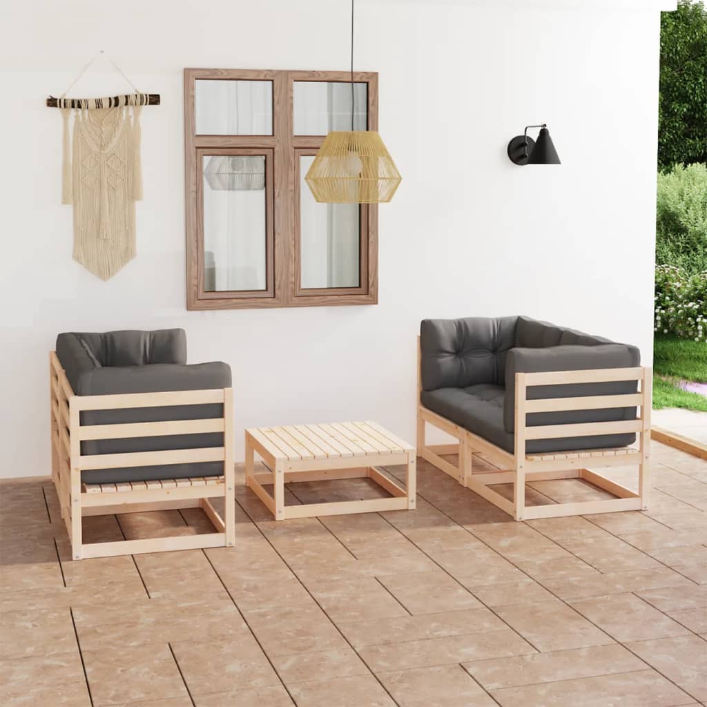 vidaXL 5-tlg. Garten-Lounge-Set mit Kissen Kiefer Massivholz