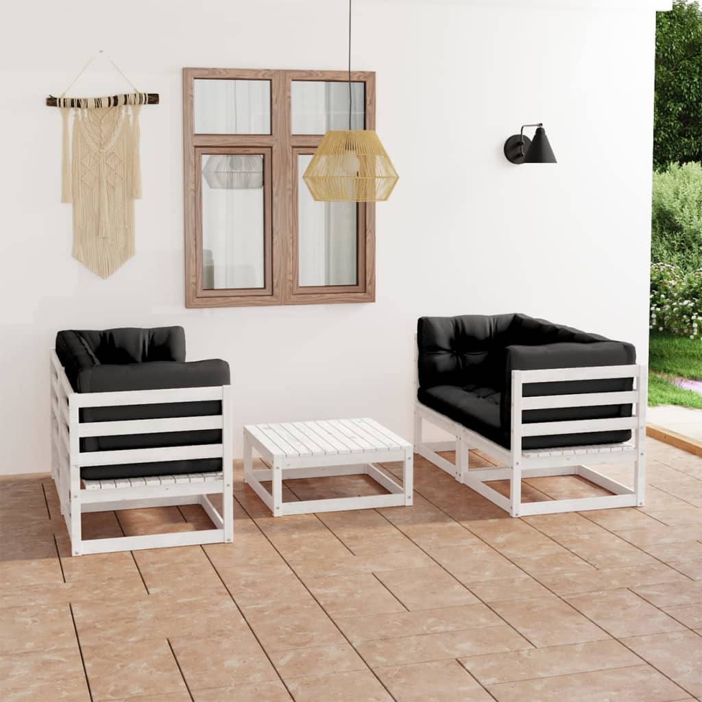 Salon de jardin 5 pcs avec coussins Bois de pin massif