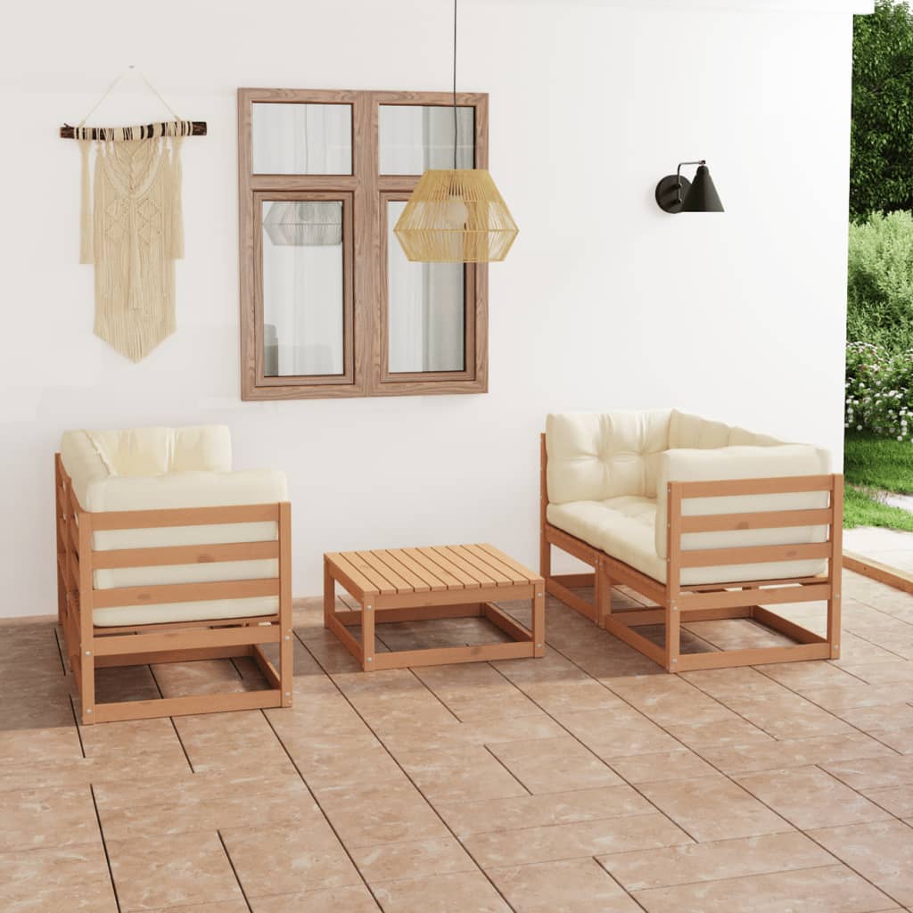 Set mobilier de grădină cu perne, 5 piese, lemn masiv de pin