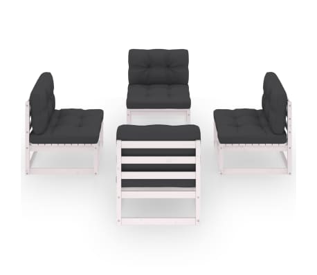 vidaXL 4-delige Loungeset met kussens massief grenenhout