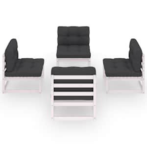 vidaXL 4-delige Loungeset met kussens massief grenenhout