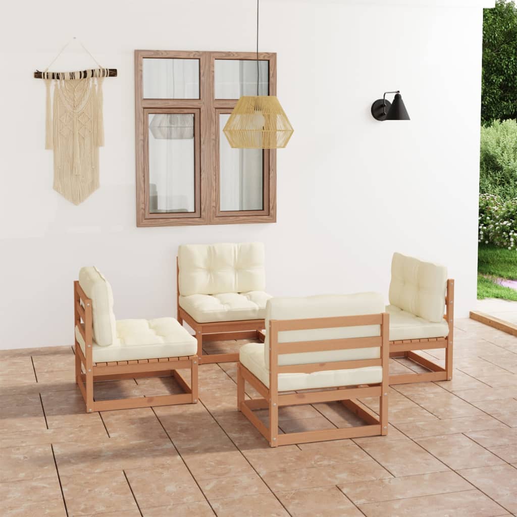 vidaXL 4-tlg. Garten-Lounge-Set mit Kissen Kiefer Massivholz