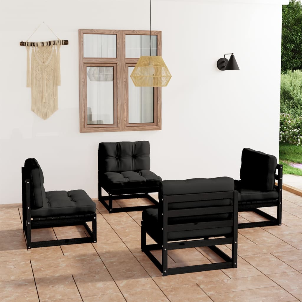 vidaXL 4-tlg. Garten-Lounge-Set mit Kissen Kiefer Massivholz