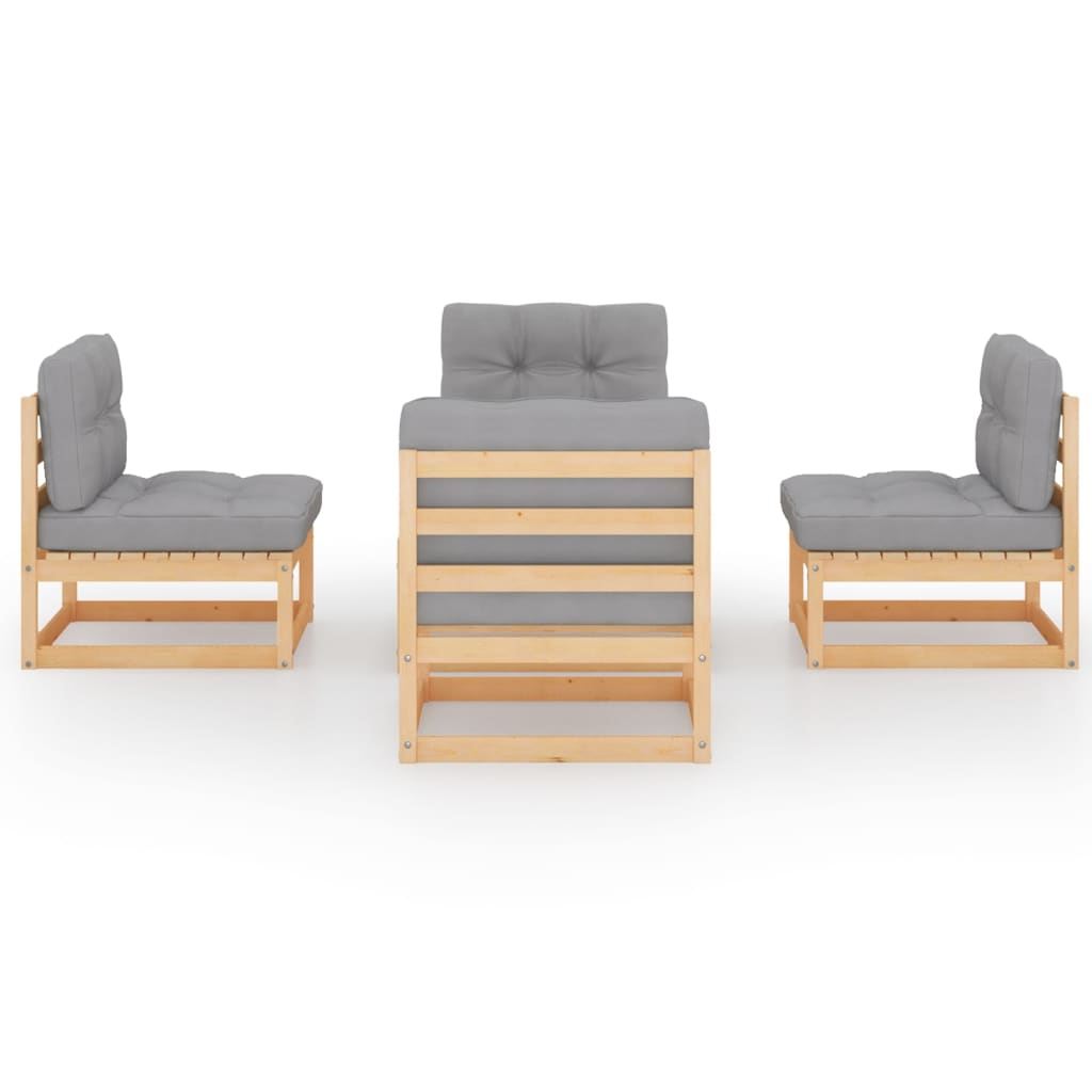 

vidaXL 5-delige Loungeset met kussens massief grenenhout
