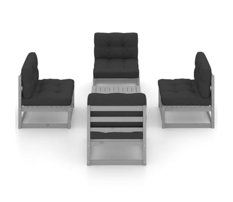 vidaXL Sodo komplektas su pagalvėlėmis, 5 dalių, pu&scaron;ies masyvas