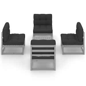 vidaXL Sodo komplektas su pagalvėlėmis, 5 dalių, pu&scaron;ies masyvas