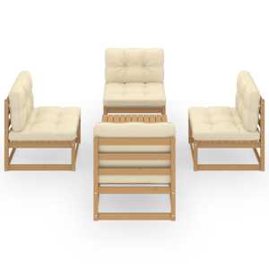 vidaXL Salon de jardin 5 pcs avec coussins Bois de pin massif