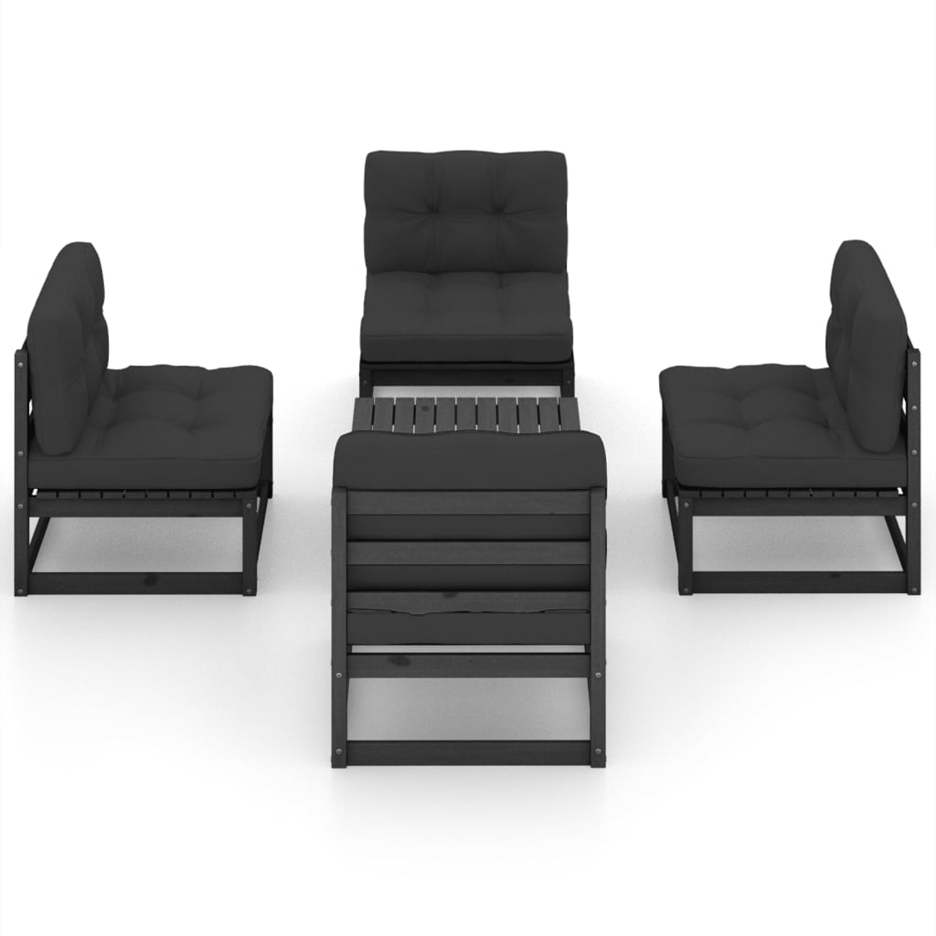 vidaXL 5-delige Loungeset met kussens massief grenenhout afbeelding