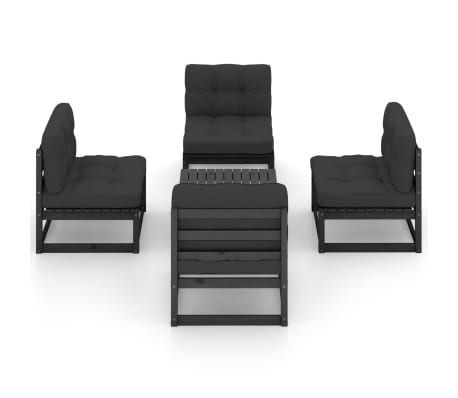 vidaXL 5-tlg. Garten-Lounge-Set mit Kissen Massivholz Kiefer