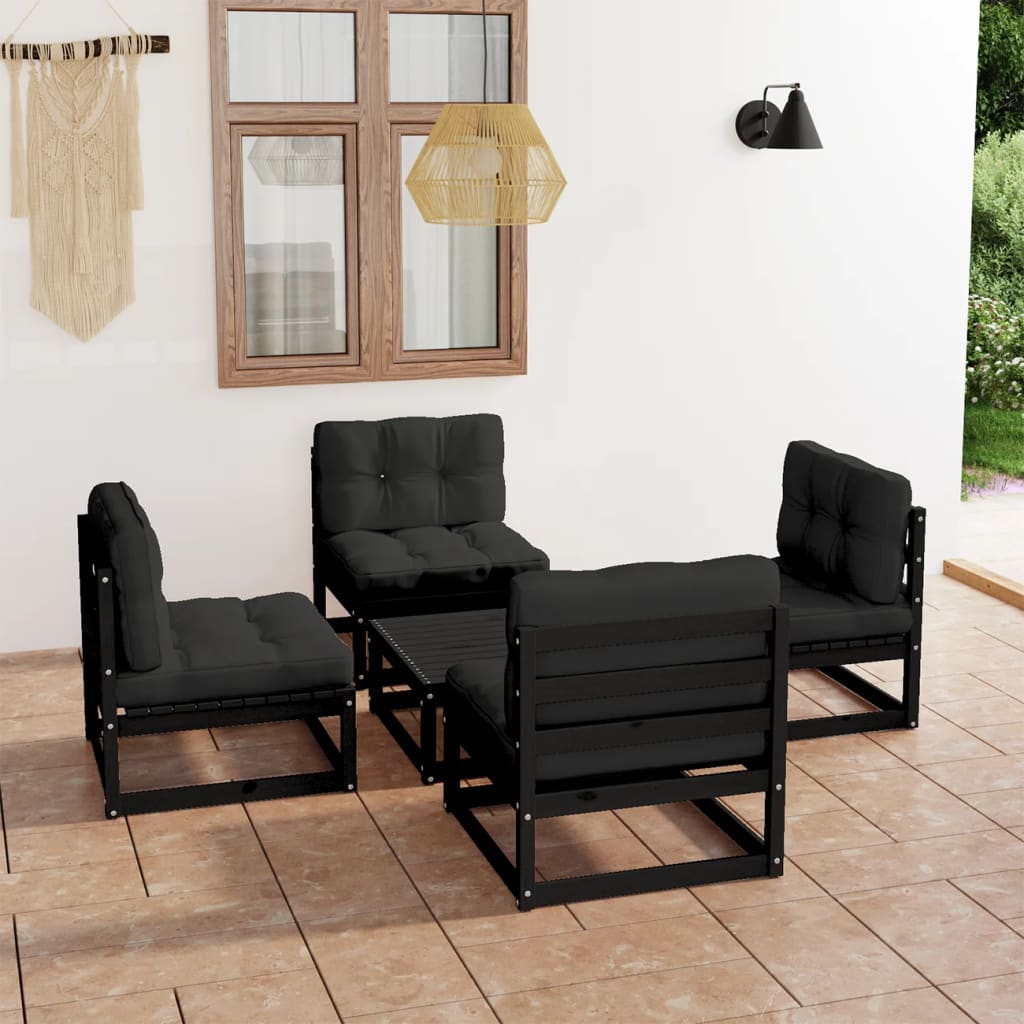 vidaXL 5-tlg. Garten-Lounge-Set mit Kissen Massivholz Kiefer