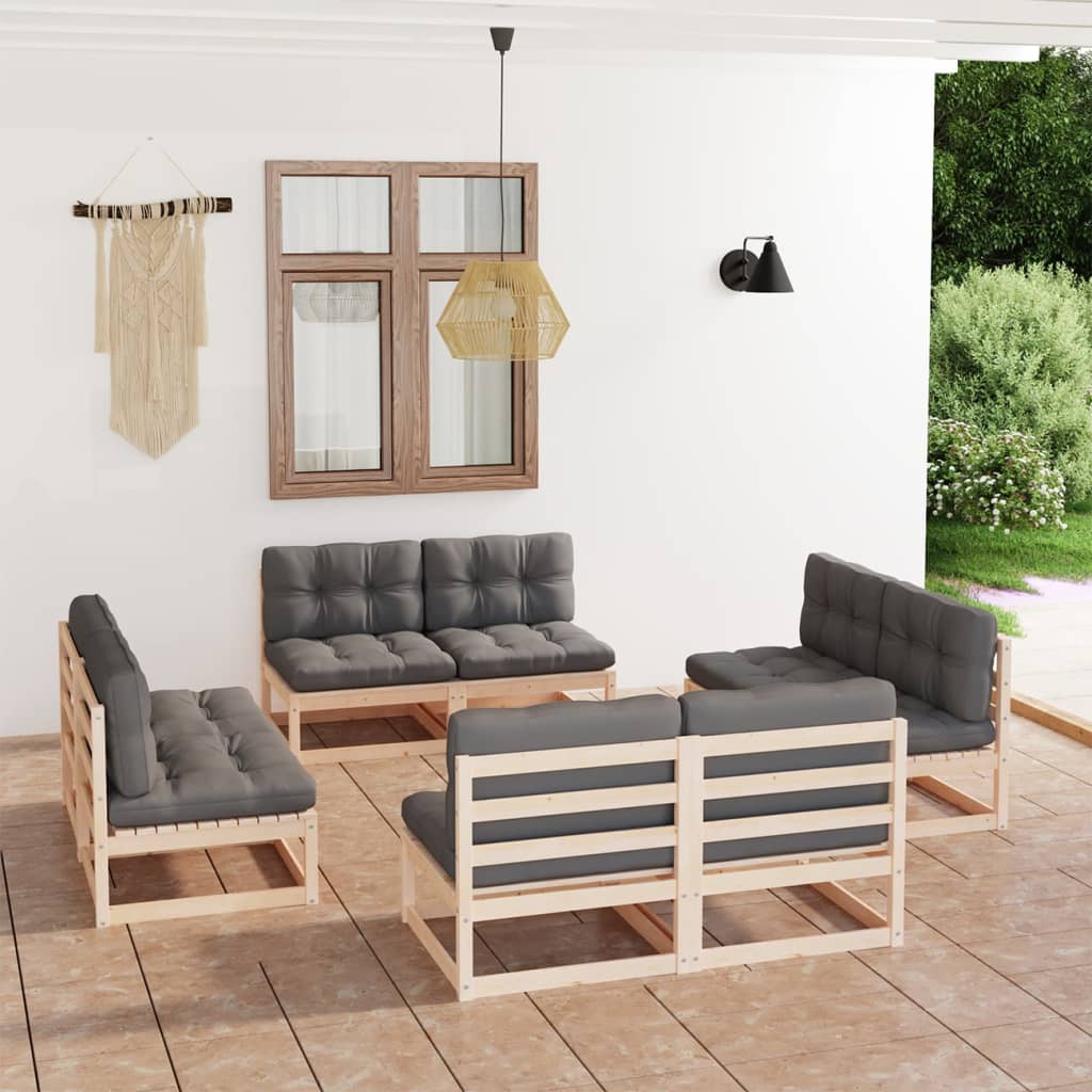 vidaXL 8-tlg. Garten-Lounge-Set mit Kissen Kiefer Massivholz