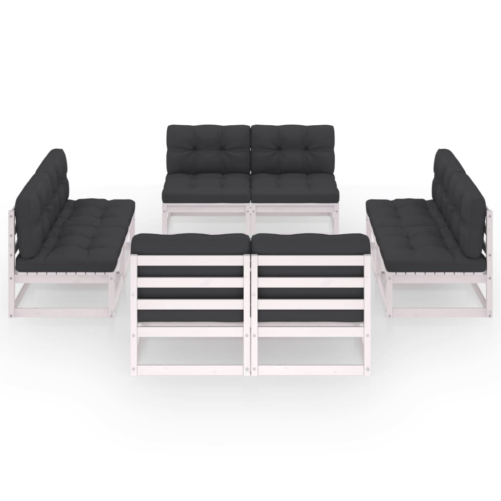 vidaXL 8-delige Loungeset met kussens massief grenenhout afbeelding