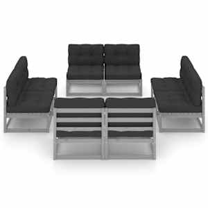 vidaXL Sodo komplektas su pagalvėlėmis, 8 dalių, pu&scaron;ies masyvas