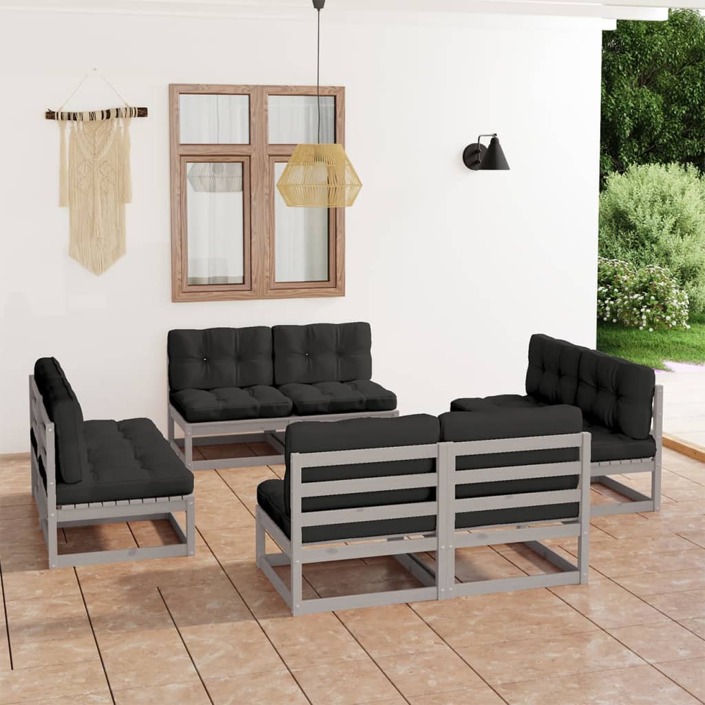 vidaXL 8-tlg. Garten-Lounge-Set mit Kissen Kiefer Massivholz