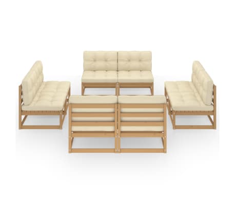 vidaXL 8-delige Loungeset met kussens massief grenenhout