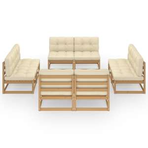 vidaXL 8-delige Loungeset met kussens massief grenenhout
