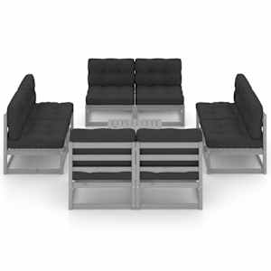 vidaXL Sodo komplektas su pagalvėlėmis, 9 dalių, pu&scaron;ies masyvas