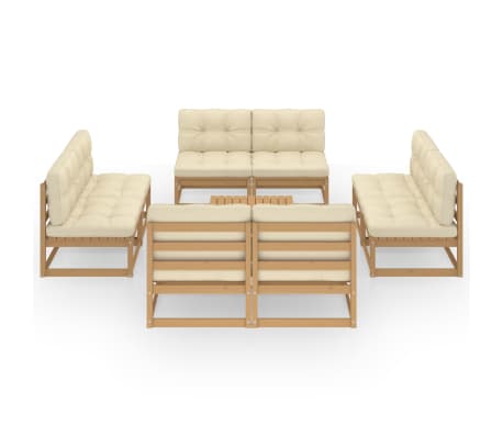 vidaXL 9-tlg. Garten-Lounge-Set mit Kissen Kiefer Massivholz