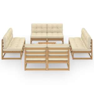 vidaXL 9-tlg. Garten-Lounge-Set mit Kissen Kiefer Massivholz