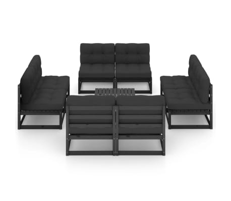vidaXL 9-daļīgs dārza atpūtas mēbeļu komplekts ar matračiem, priede