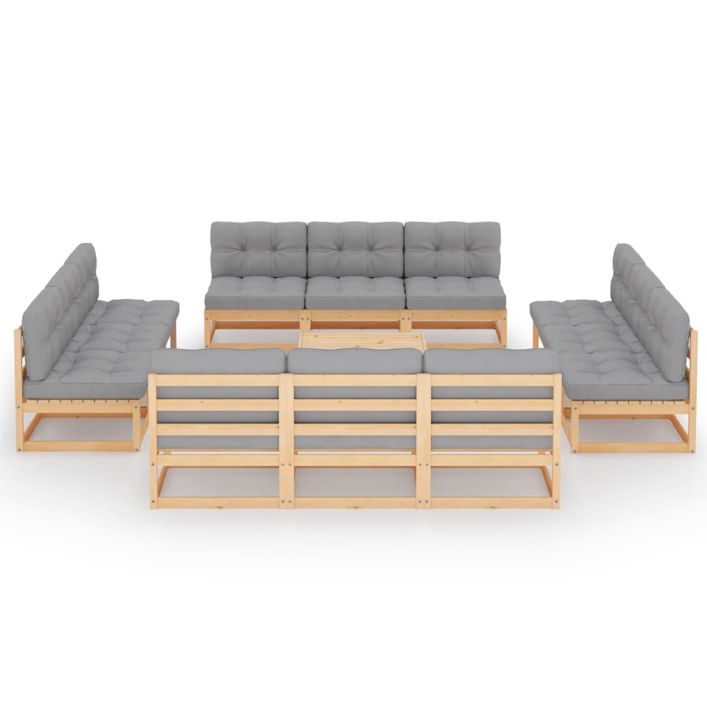 vidaXL 13-delige Loungeset met kussens massief grenenhout afbeelding