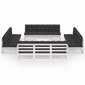 vidaXL Sodo komplektas su pagalvėlėmis, 13 dalių, pu&scaron;ies masyvas