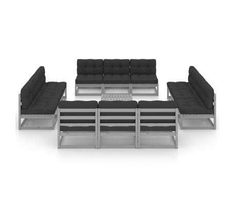 vidaXL Sodo komplektas su pagalvėlėmis, 13 dalių, pu&scaron;ies masyvas