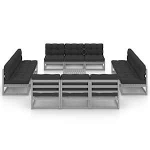 vidaXL Sodo komplektas su pagalvėlėmis, 13 dalių, pu&scaron;ies masyvas