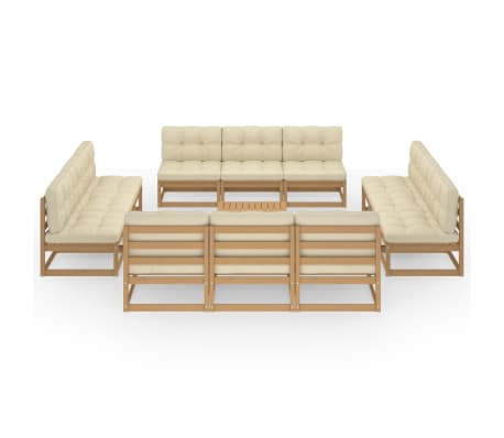 vidaXL 13-tlg. Garten-Lounge-Set mit Kissen Kiefer Massivholz