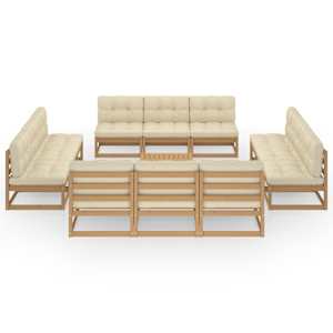 vidaXL 13-tlg. Garten-Lounge-Set mit Kissen Kiefer Massivholz