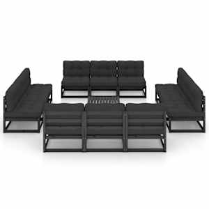 vidaXL Sodo komplektas su pagalvėlėmis, 13 dalių, pu&scaron;ies masyvas