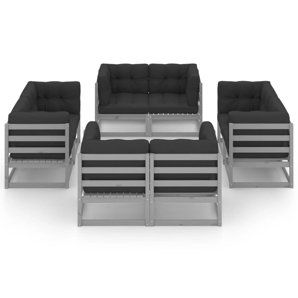 vidaXL 8-delige Loungeset met kussens massief grenenhout afbeelding