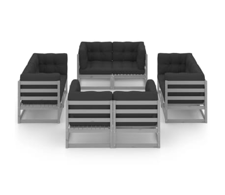 vidaXL 8-delige Loungeset met kussens massief grenenhout