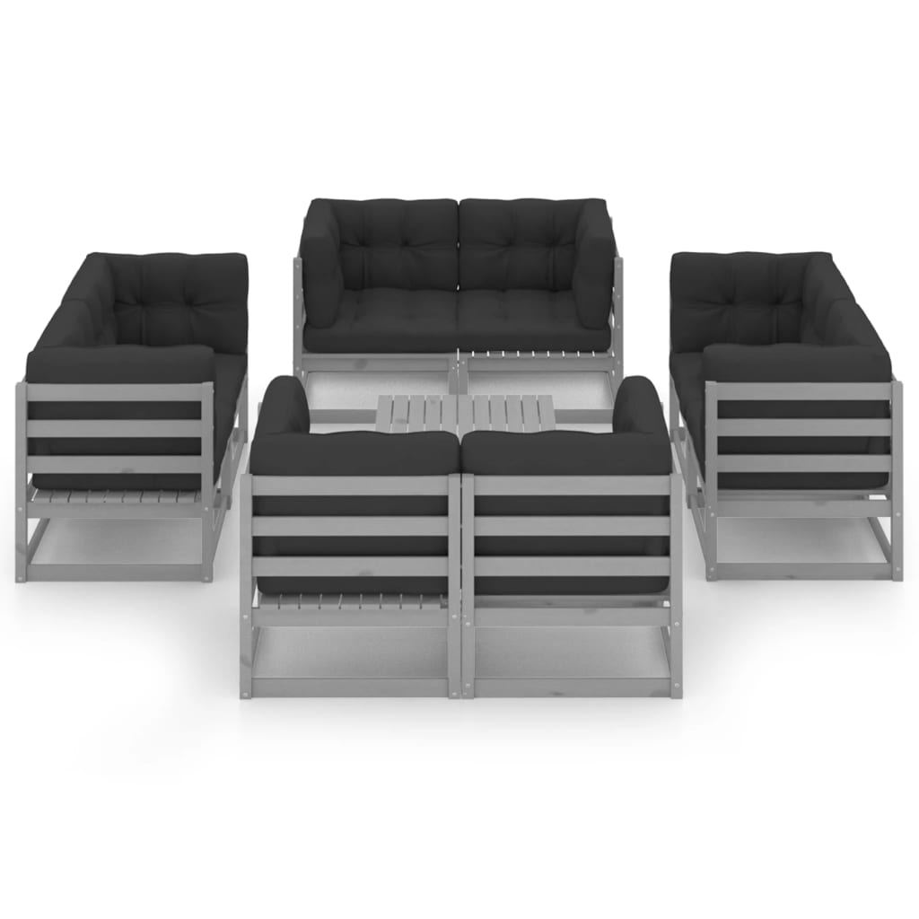 

vidaXL 9-delige Loungeset met kussens massief grenenhout