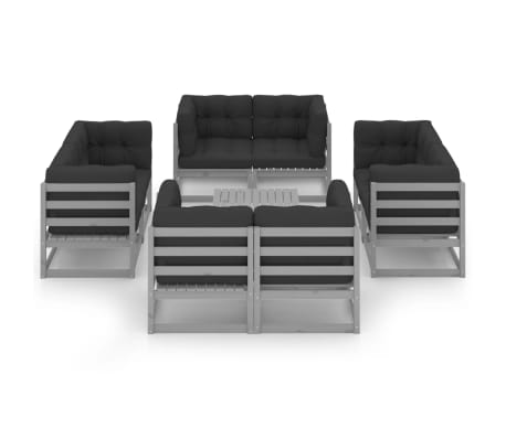 vidaXL Sodo komplektas su pagalvėlėmis, 9 dalių, pu&scaron;ies masyvas