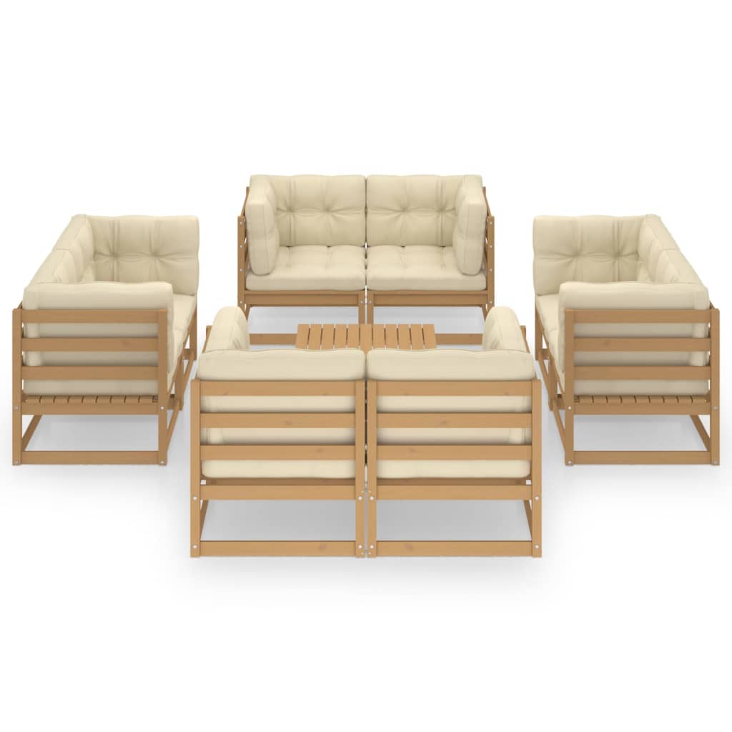 

vidaXL 9-delige Loungeset met kussens massief grenenhout