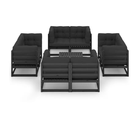 vidaXL 9-tlg. Garten-Lounge-Set mit Kissen Massivholz Kiefer