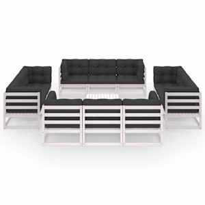 vidaXL Sodo komplektas su pagalvėlėmis, 13 dalių, pu&scaron;ies masyvas