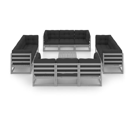 vidaXL Sodo komplektas su pagalvėlėmis, 13 dalių, pu&scaron;ies masyvas